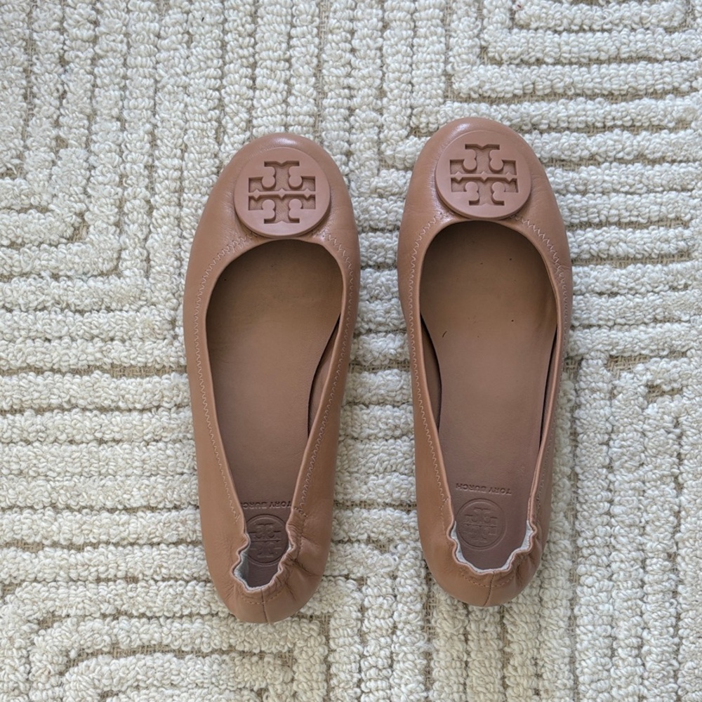 Tory Burch Brown Logo Flats